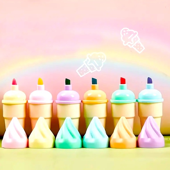 Ice cream cone mini fluorescent highlighters NWT - Picture 1 of 8